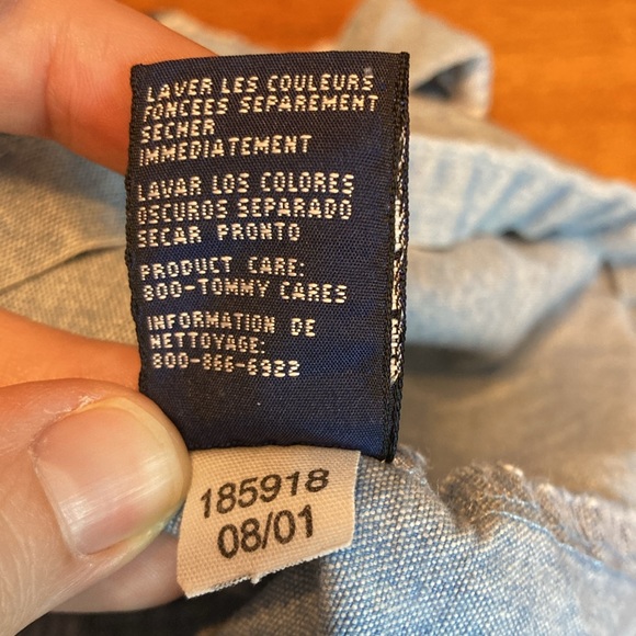 Vintage Tommy Hilfiger Girls Size 18-24 Months Dress Chambray Tennis Logo Blue - Picture 9 of 9